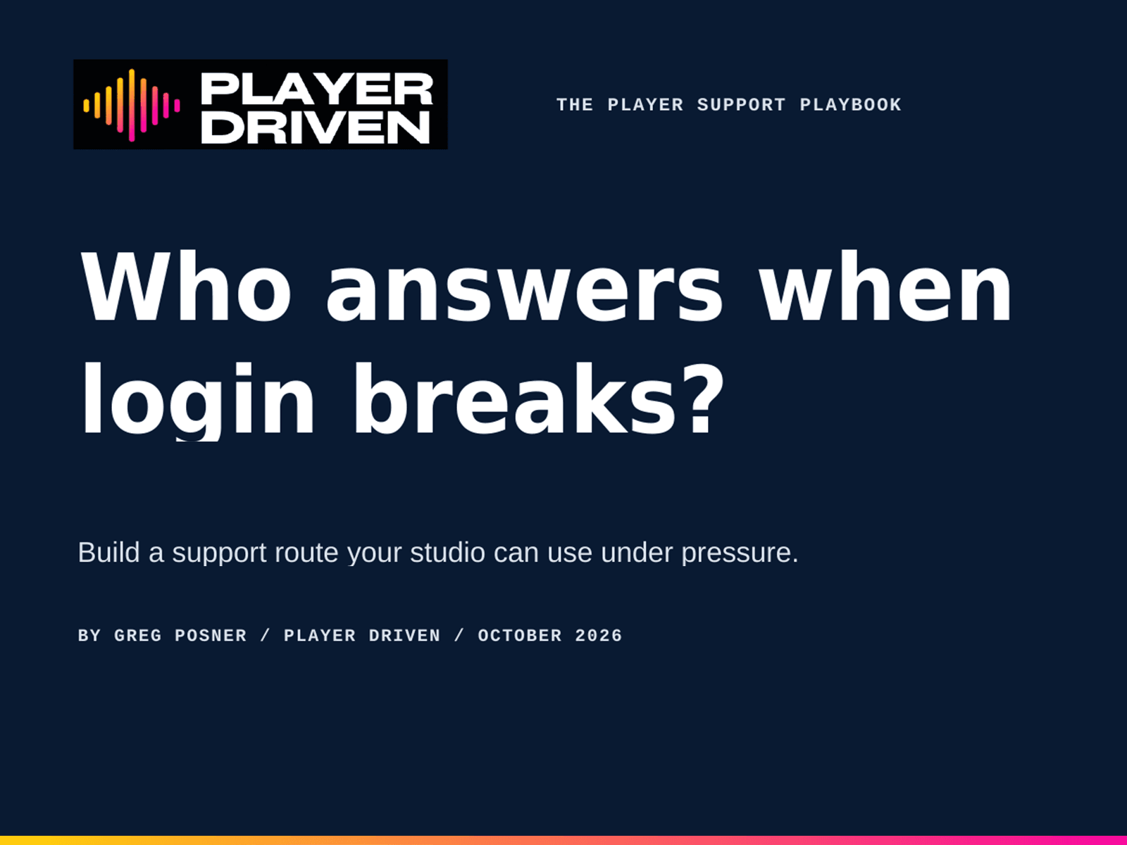Cover of The Player Support Playbook